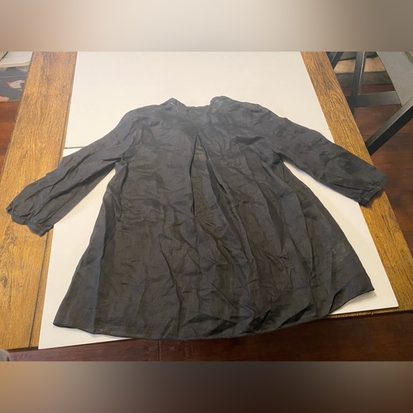 Maxstudio Linen Black Sheer Quarter Length Shirt size xs B2 - Picture 2 of 4